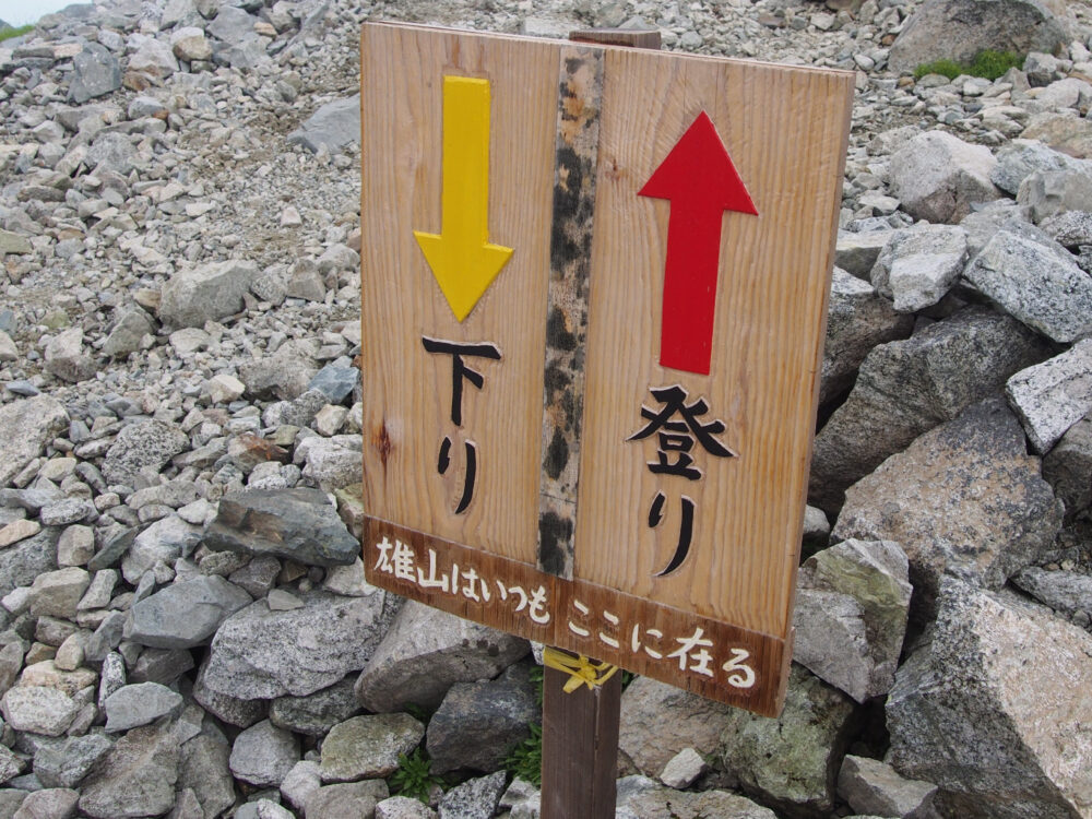 雄山ハイキングルート途中の標識