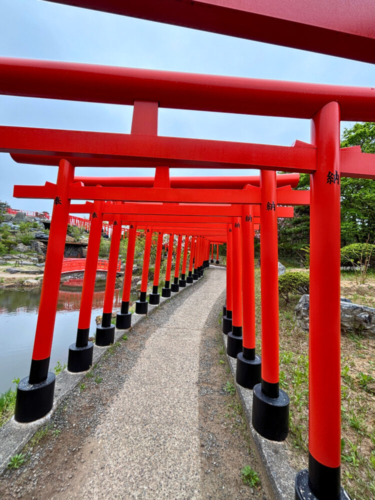 千本鳥居。赤い鳥居が遠くまで連なっている様子。