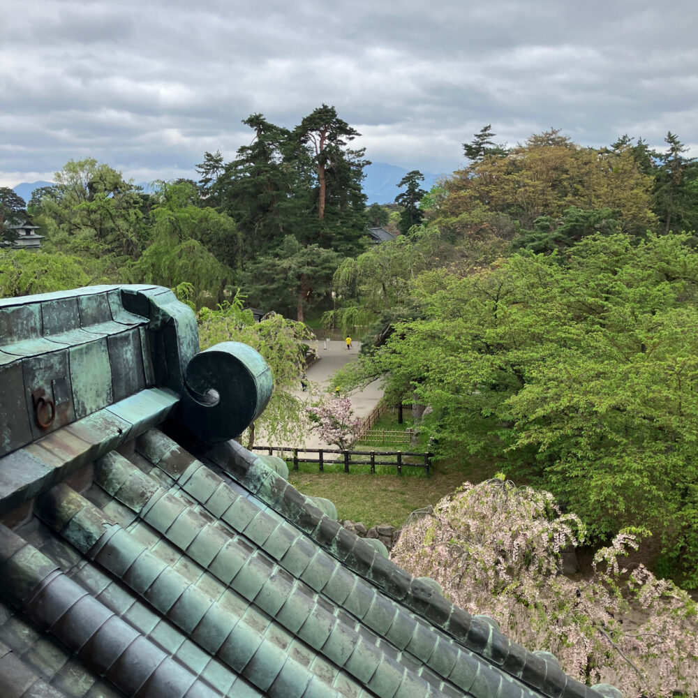 弘前城に登って外を眺めた景色