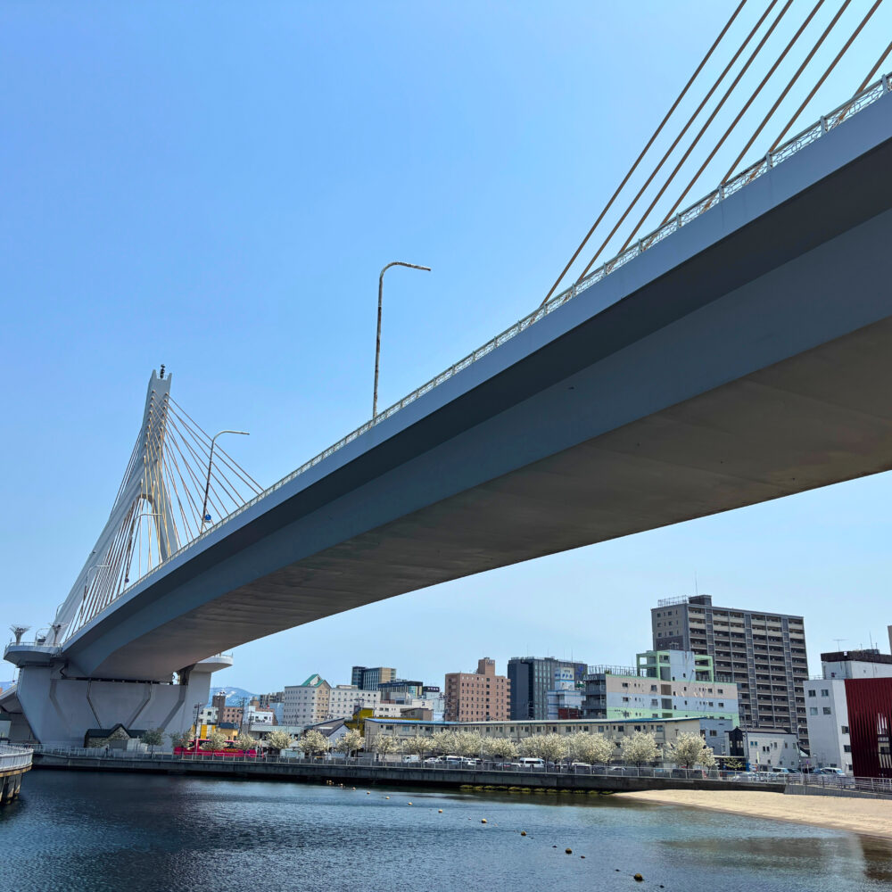 青森ベイブリッジを下から見上げた様子