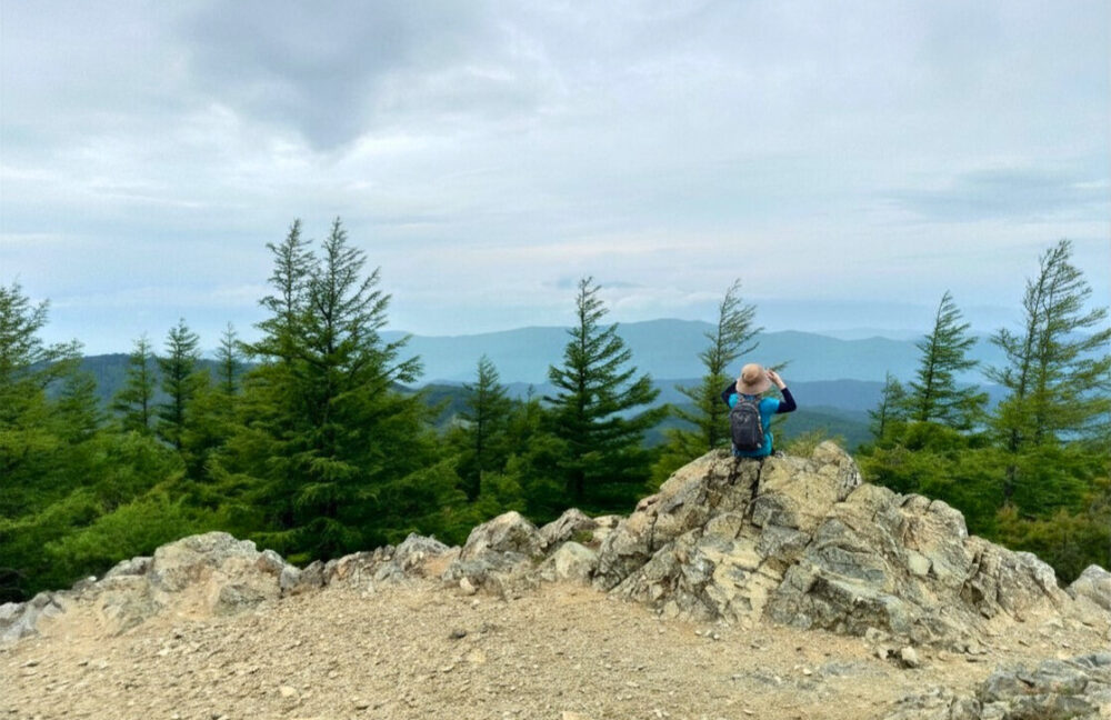 入笠山山頂から望む山並みの景色