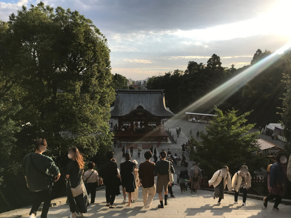 夕方の鶴岡八幡宮からの眺め
