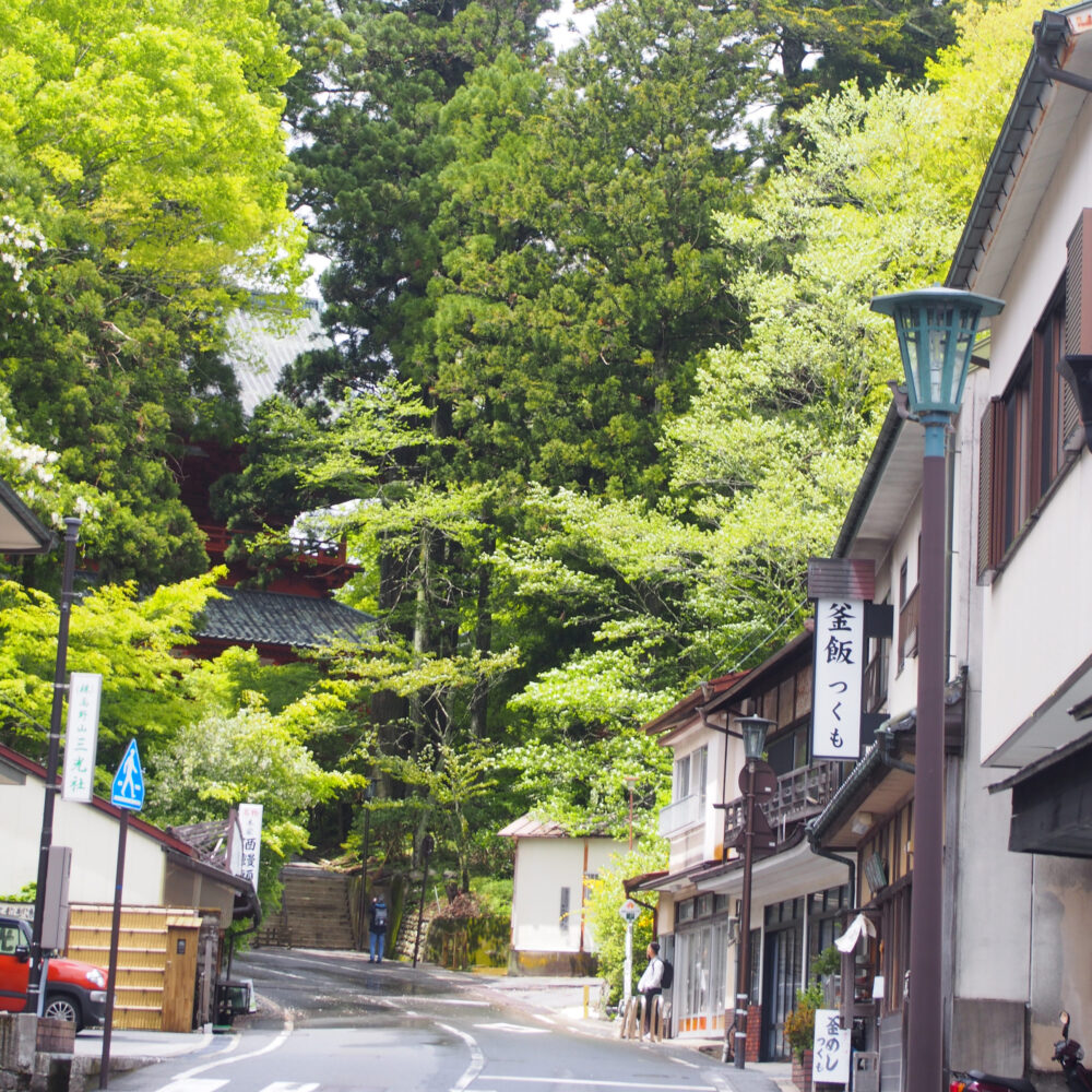 高野山の町並みと次の観光地へ続く道