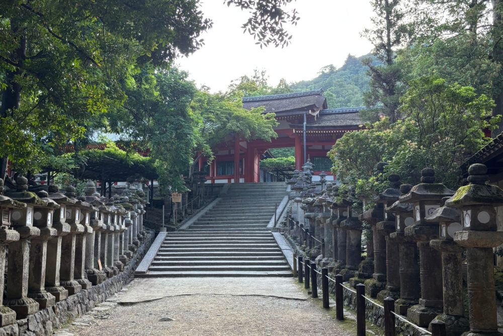 春日大社慶賀門へ続く石段と参道
