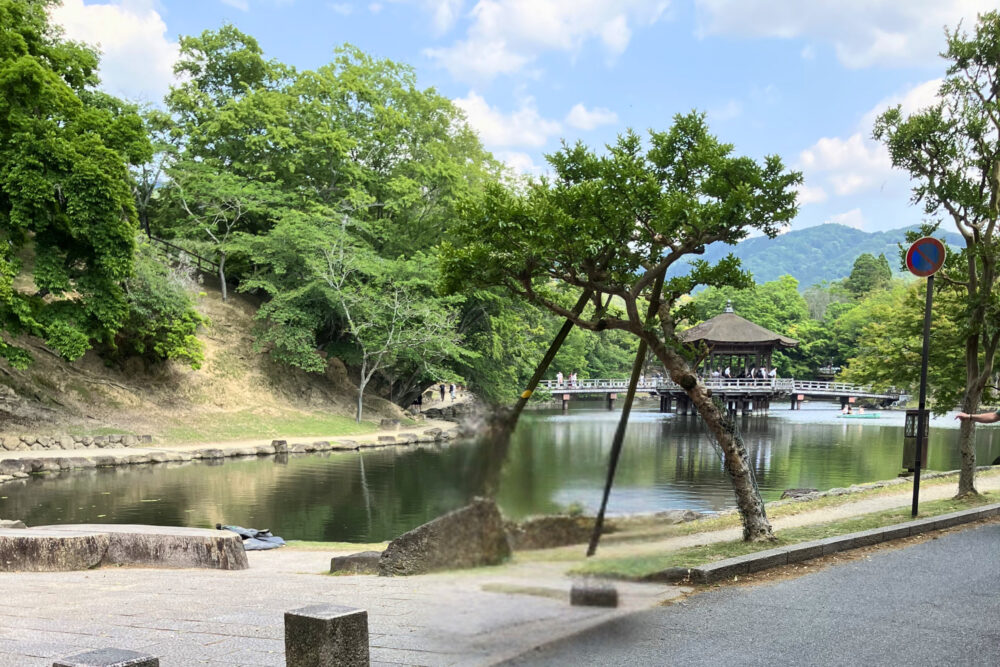 鷺池に浮かぶ浮見堂