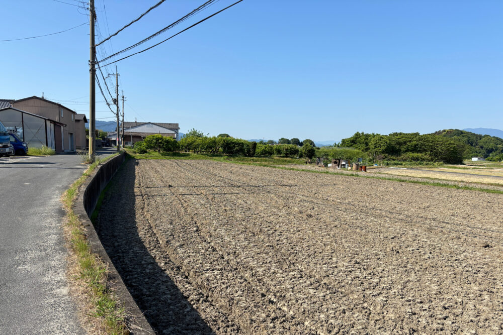 山の辺の道沿いに広がる畑と里山の風景