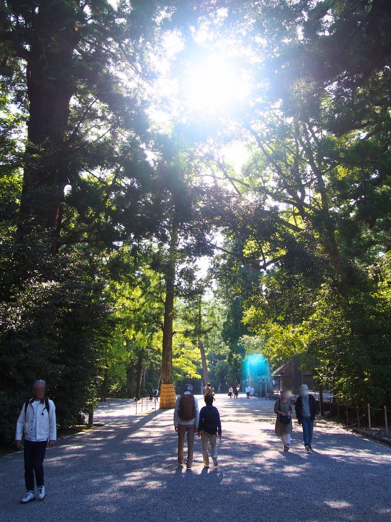 木立に囲まれた伊勢神宮外宮の参道